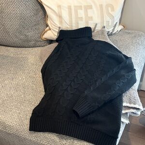 Lea & Viola Black Cable Knit Turtleneck Sweater